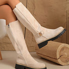 Lug sole knee-high boots in black, beige or coffee for women