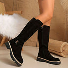 Lug sole knee-high boots in black, beige or coffee for women