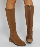 Suede-look knee-high boots in light brown for women