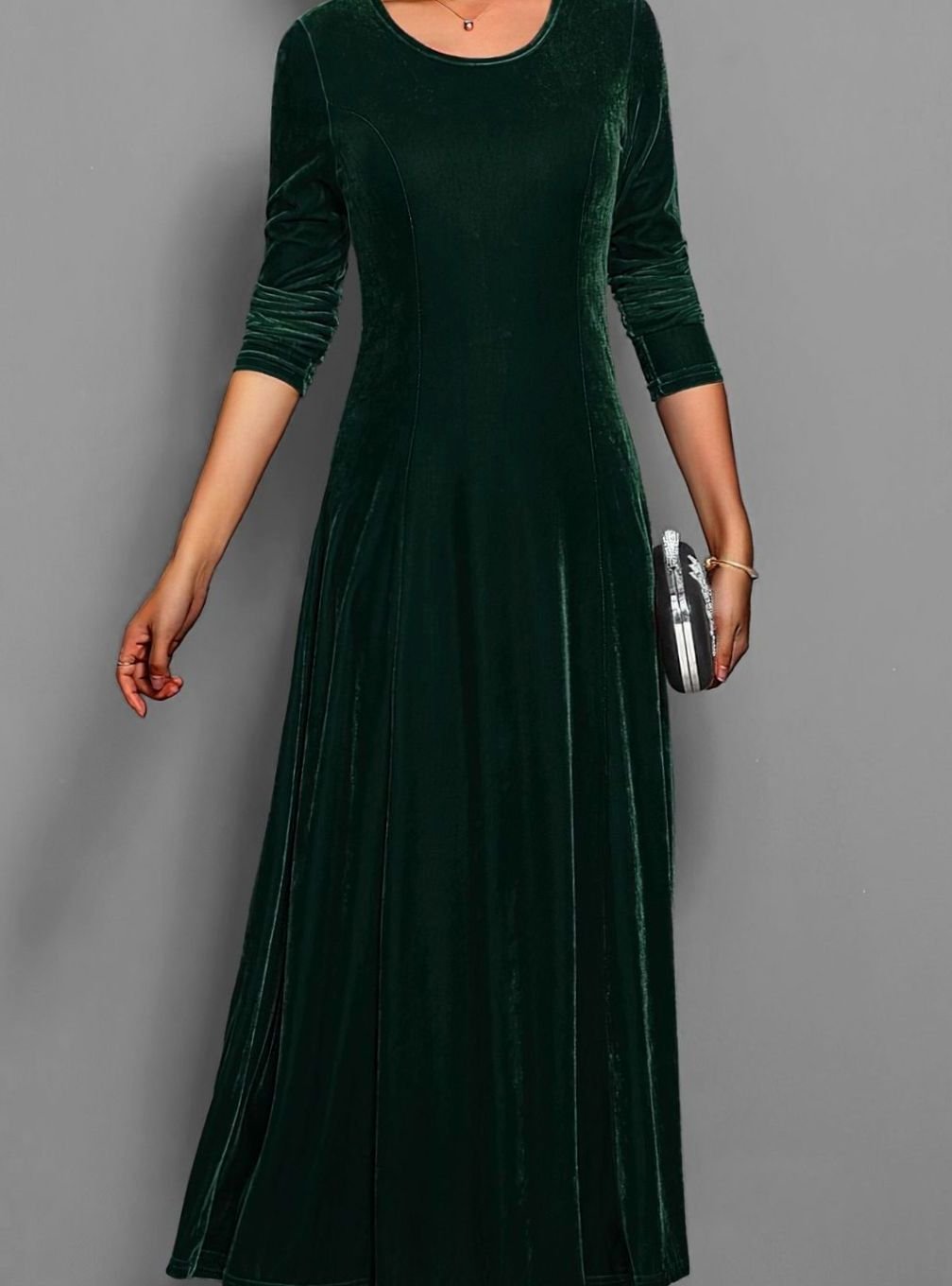 Long-sleeve velvet maxi dress for women