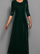 Long-sleeve velvet maxi dress for women