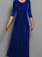 Long-sleeve velvet maxi dress for women