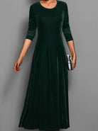 Long-sleeve velvet maxi dress for women