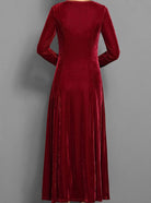 Long-sleeve velvet maxi dress for women