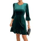 Velvet mini dress with ruffle hem for women
