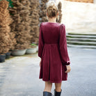 Velvet mini dress with balloon sleeves for women