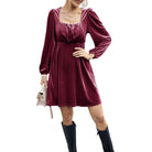 Velvet mini dress with balloon sleeves for women