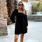 Velvet mini dress with balloon sleeves for women