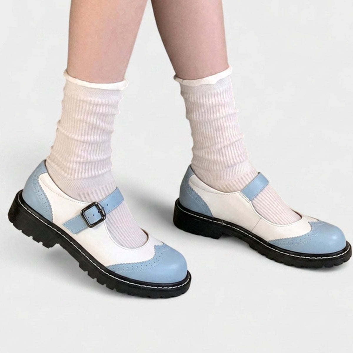 Brogue chunky sole Mary Jane shoes for women