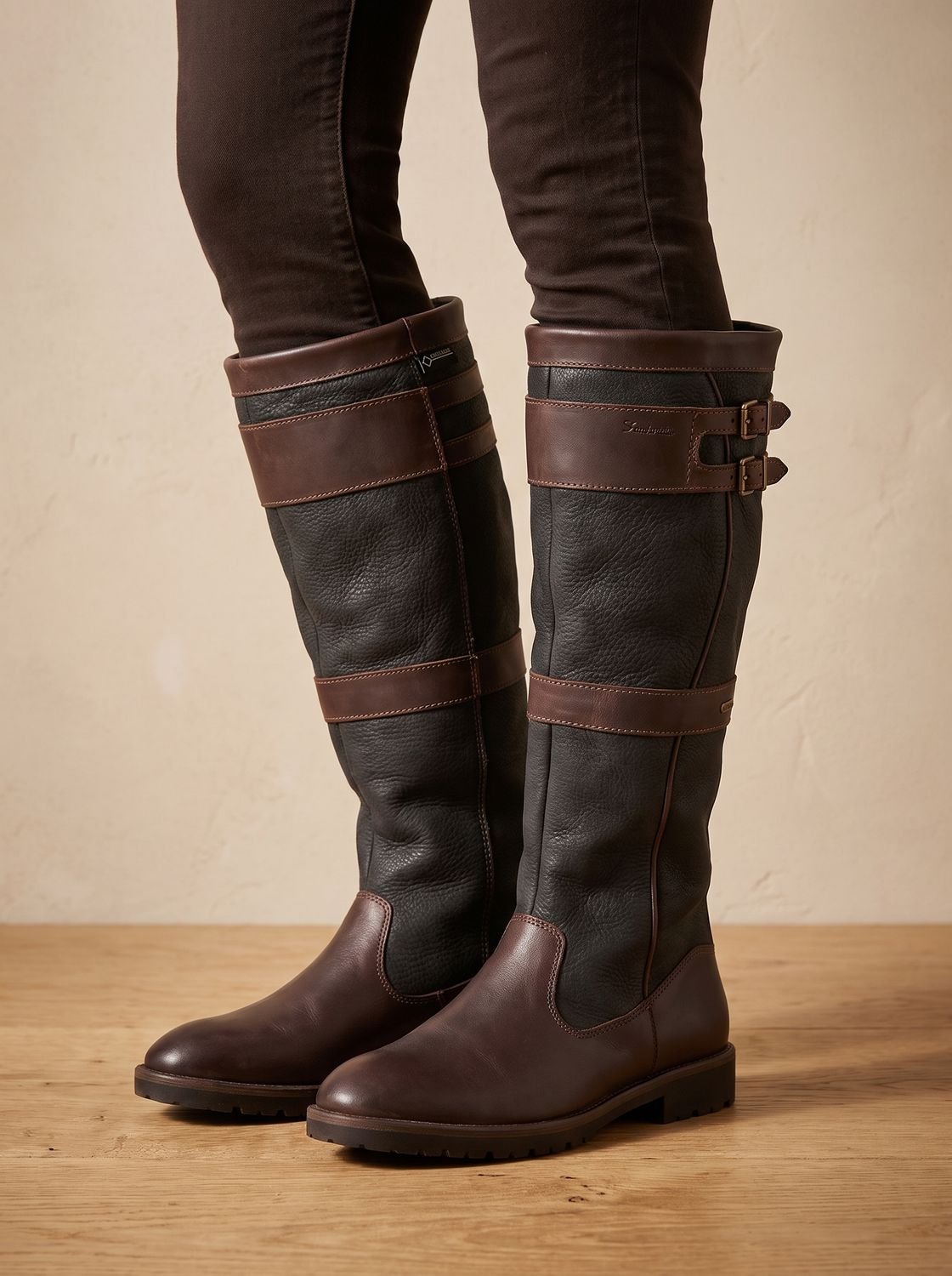 Knee-high country boots in coffee, black or brown for women