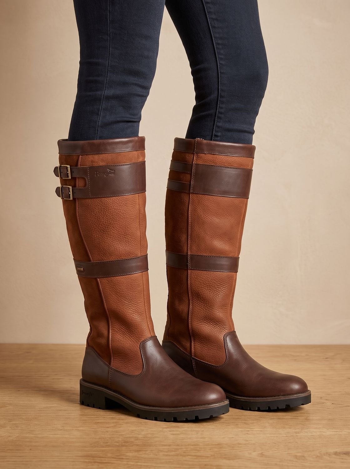 Knee-high country boots in coffee, black or brown for women