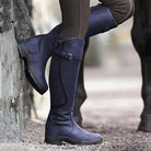 Buckle strap knee-high riding boots for women