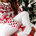 Fair Isle Christmas sweater in red and white for women