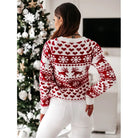 Fair Isle Christmas sweater in red and white for women