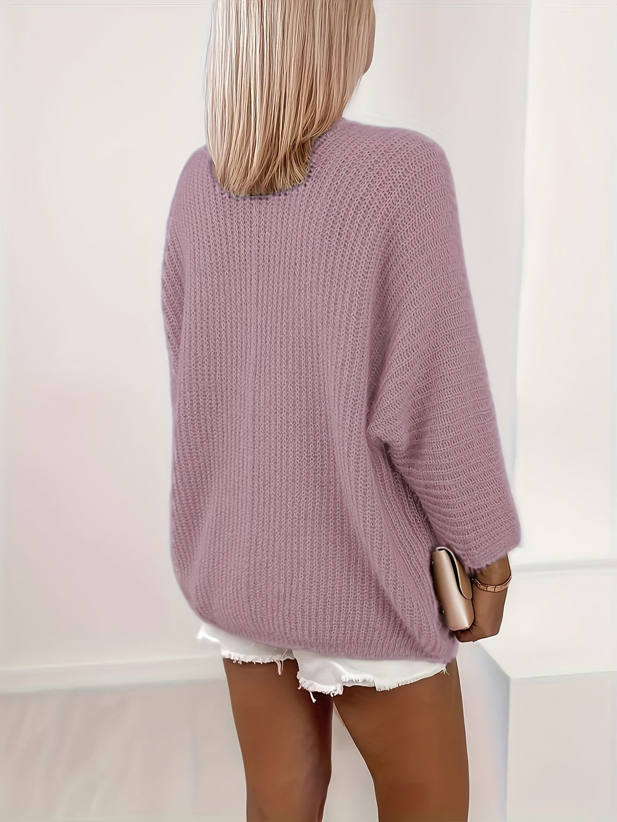 Oversized batwing open-front knit cardigan for women