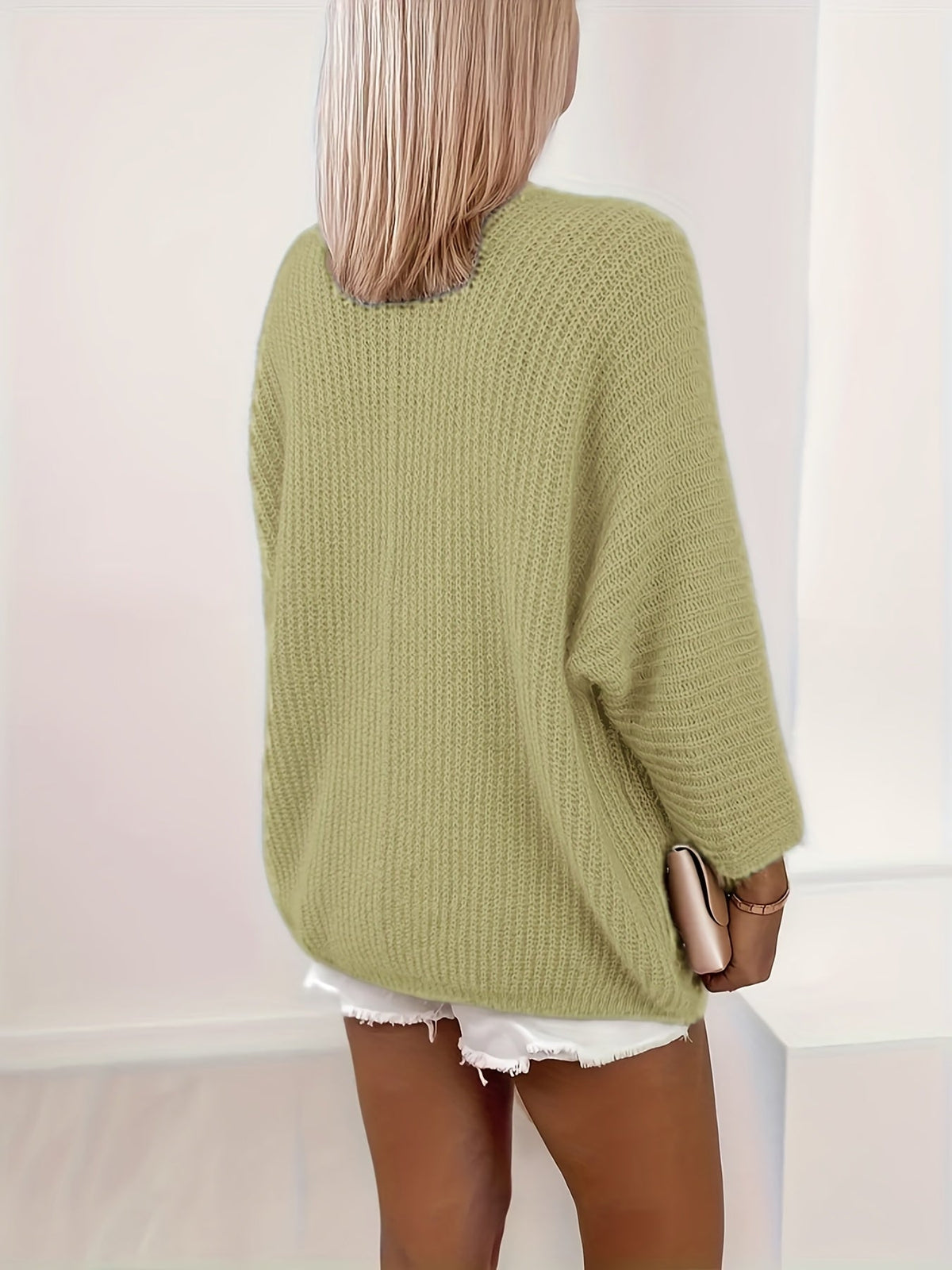 Oversized batwing open-front knit cardigan for women