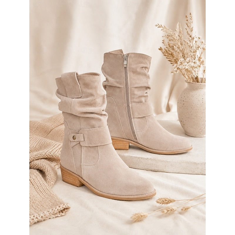 Buckled ankle slouch boots for women