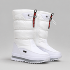 Waterproof quilted front-zip snow boots for women