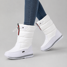 Waterproof quilted front-zip snow boots for women